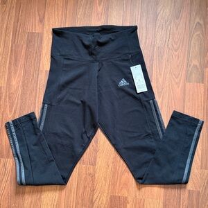 Adidas Women's Black Tights with Grey Stripe - Brand New - Multiple Sizes